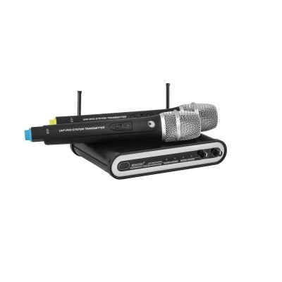 Dviejų bevielių mikrofonų komplektas OMNITRONIC UHF-202 863.42+864.99MHz Dviejų bevielių mikrofonų komplektas OMNITRONIC UHF-202 863.42+864.99MHz