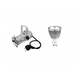 EUROLITE Set PAR-16 Spot sil + GU-10 230V COB 7W 6400K EUROLITE Set PAR-16 Spot sil + GU-10 230V COB 7W 6400K