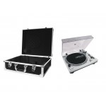 OMNITRONIC Set DD-2550 USB Turntable sil + Case black -S-