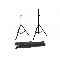 OMNITRONIC Set 2x Speaker system stand alu black + Carrying bag OMNITRONIC Set 2x Speaker system stand alu black + Carrying bag