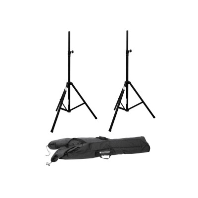 OMNITRONIC Set 2x Speaker system stand alu black + Carrying bag OMNITRONIC Set 2x Speaker system stand alu black + Carrying bag