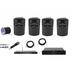 OMNITRONIC Set EP-220P + XPA-700 + 2x DH-80 (2x) + Partymic-1 OMNITRONIC Set EP-220P + XPA-700 + 2x DH-80 (2x) + Partymic-1