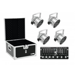EUROLITE Set 4x LED PAR-56 HCL sil + Case + Controller EUROLITE Set 4x LED PAR-56 HCL sil + Case + Controller