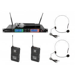 Mikrofonų komplektas OMNITRONIC Set UHF-502 2-Channel Wireless Mic System +2 siųstuvai + mikrofonai ant galvos