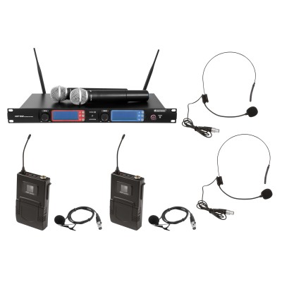 OMNITRONIC Set UHF-502 2-Channel Wireless Mic System+2xBodypack+ OMNITRONIC Set UHF-502 2-Channel Wireless Mic System+2xBodypack+