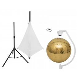 EUROLITE Set Mirror ball 50cm gold with stand and tripod cover white EUROLITE Set Mirror ball 50cm gold with stand and tripod cover white