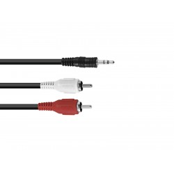 OMNITRONIC Adaptercable 3.5 Jack/2xRCA 3m bk