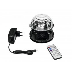 Nešiojamas pakraunamas šviesos efektas su garsiakalbiu AKKU Mini BCW-4 RGB Flower