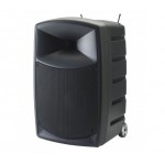 Nešiojama garso sistema su akumuliatoriumi ir 2 belaidžiais rankiniais UHF mikrofonais, MP3 USB/SD/Bluetooth grotuvu 12''