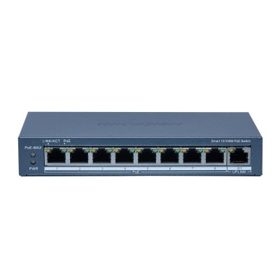 9 prievadų, 8 PoE prievadų komutatorius Hikvision DS-3E1309P-EI(B)