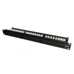 19'' komutacinė panelė 1U Cat6 UTP (24 portai, su kabelių laikikliu, galvanizuota)