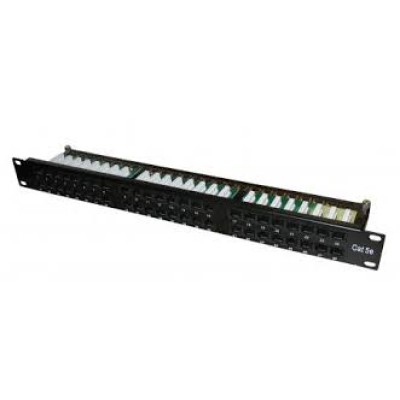 19'' komutacinė panelė 1U Cat6 UTP (24 portai, su kabelių laikikliu, galvanizuota)