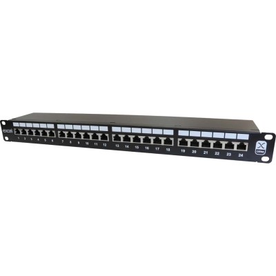 Komutacinė panelė 24 prievadų Excel 100-032 (19'', 1U, ekranuota, Cat6e, LSA)