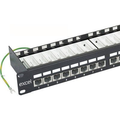 Komutacinė panelė 19'' 1U, EXCEL 100-013 (FTP, 6 kat., 24 portų, ekranuota, LSA)