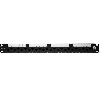 Komutacinė panelė 19'' 1U Excel 100-155 (UTP, Cat.6A, 24 prievadų, neekranuota)