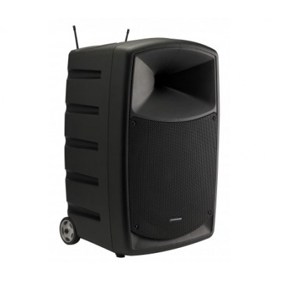 Nešiojama garso sistema su akumuliatoriumi ir 2 belaidžiais rankiniais UHF mikrofonais, MP3 USB/SD/Bluetooth grotuvu Nešiojama garso sistema su akumuliatoriumi ir 2 belaidžiais rankiniais UHF mikrofonais, MP3 USB/SD/Bluetooth grotuvu