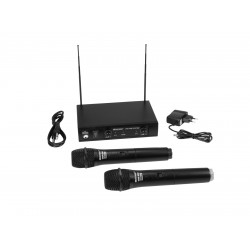 Bevielių mikrofonų komplektas OMNITRONIC VHF-102 Wireless Mic System 209.80/205.75MHz