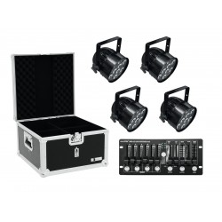 EUROLITE Set 4x LED PAR-56 HCL bk + Case + Controller