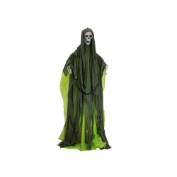 Helovyno dekoracija Skeleton with green cape, animated, 170cm