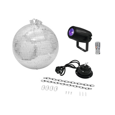 EUROLITE Mirror Ball 30cm with motor + LED PST-5 QCL Spot bk EUROLITE Mirror Ball 30cm with motor + LED PST-5 QCL Spot bk