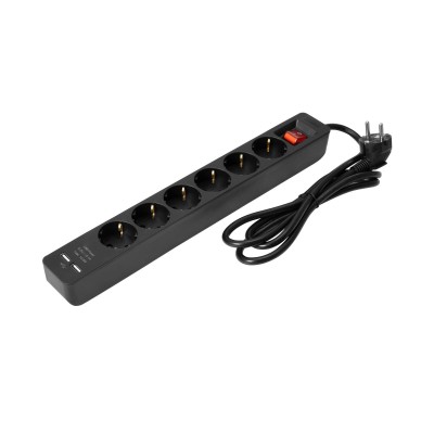 EUROLITE Distributor ON-1 6-fold + 2 USB bk EUROLITE Distributor ON-1 6-fold + 2 USB bk