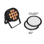 EUROLITE Set LED IP PAR 12x8W QCL Spot + 2x Diffuser Cover (15x60° and 40°)