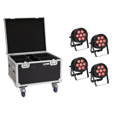 EUROLITE Set 4x LED IP PAR 7x8W QCL Spot + Case with wheels EUROLITE Set 4x LED IP PAR 7x8W QCL Spot + Case with wheels