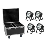 EUROLITE Set 4x LED IP PAR 14x8W QCL + Flightcase