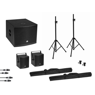 OMNITRONIC Set MOLLY 2.1 Active System Sub + 2x Top + Accessories, black OMNITRONIC Set MOLLY 2.1 Active System Sub + 2x Top + Accessories, black