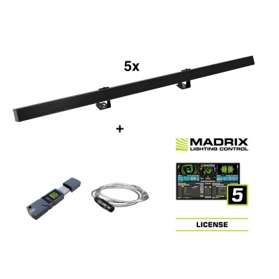 EUROLITE Set 5x LED PR-100/32 Pixel DMX Rail bk + Madrix Software EUROLITE Set 5x LED PR-100/32 Pixel DMX Rail bk + Madrix Software