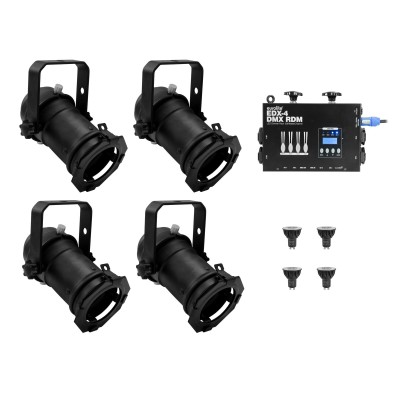 EUROLITE Set 4x PAR-16 Spot bk dim2warm + EDX-4 DMX RDM LED Dimmer Pack EUROLITE Set 4x PAR-16 Spot bk dim2warm + EDX-4 DMX RDM LED Dimmer Pack
