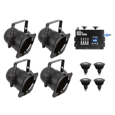 EUROLITE Set 4x PAR-38 Spot bk dim2warm + EDX-4 DMX RDM LED Dimmer pack EUROLITE Set 4x PAR-38 Spot bk dim2warm + EDX-4 DMX RDM LED Dimmer pack