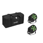 EUROLITE Set 2x LED Silent Par 6 QCL floor bk + Soft Bag