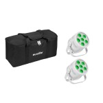 EUROLITE Set 2x LED Silent Par 6 QCL Floor wh + Soft Bag