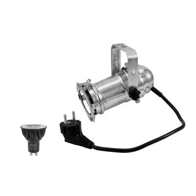 EUROLITE Set PAR-16 Spot sil + GU-10 230V COB 5W LED 1800-3000K dim2warm EUROLITE Set PAR-16 Spot sil + GU-10 230V COB 5W LED 1800-3000K dim2warm