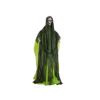 EUROPALMS Halloween Figure Skeleton with green cape, animated, 170cm