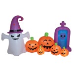 EUROPALMS Halloween Inflatable Figure Ghost with Pumpkin, 244cm
