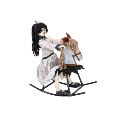 EUROPALMS Halloween Figure Girl on rocking Horse, animated, 72cm EUROPALMS Halloween Figure Girl on rocking Horse, animated, 72cm