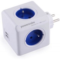 PowerCube Original tinklo skirstytuvas su USB lizdais krovimui ir 4 mėlynais kištukiniais lizdais 